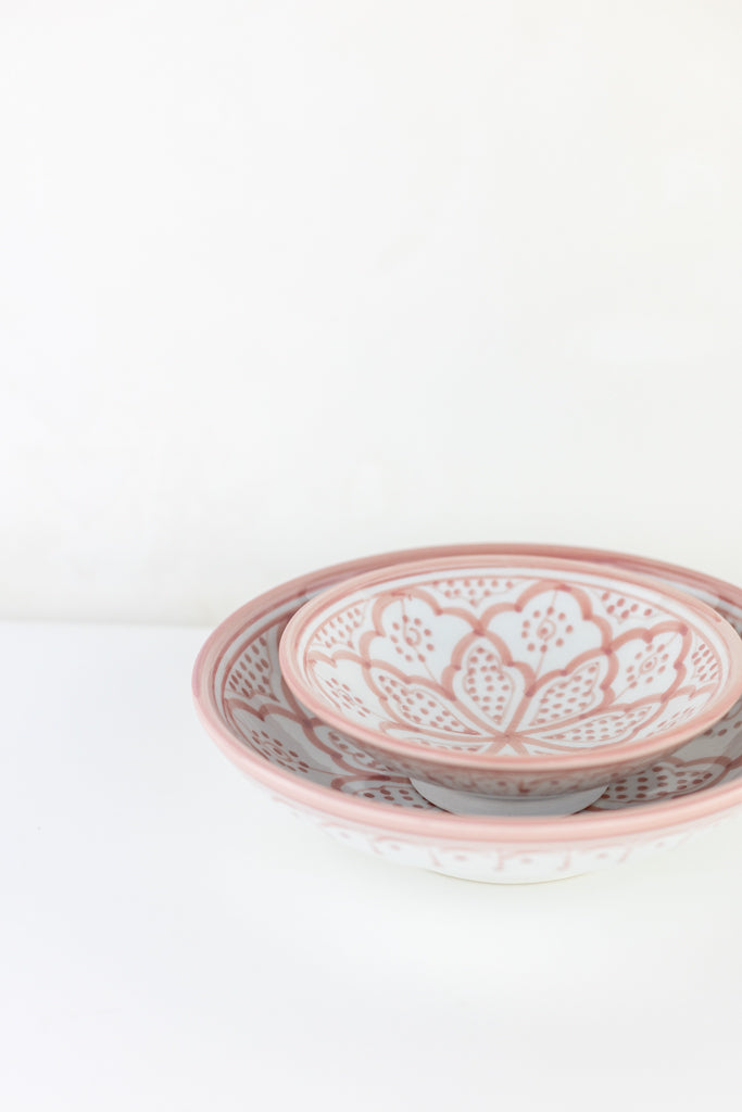 Keramik Bowl Schale – Casa Eurabia, rosa, Marokko, handgemachte, marokkanische Keramik, Geschirrspüler, Durchmesser: 22 cm