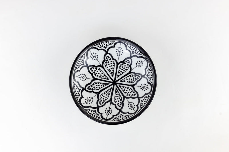 Keramik Bowl Schale – Casa Eurabia, schwarz-weiß, Marokko, handgemachte, marokkanische Keramik, Geschirrspüler, Durchmesser: 22 cm