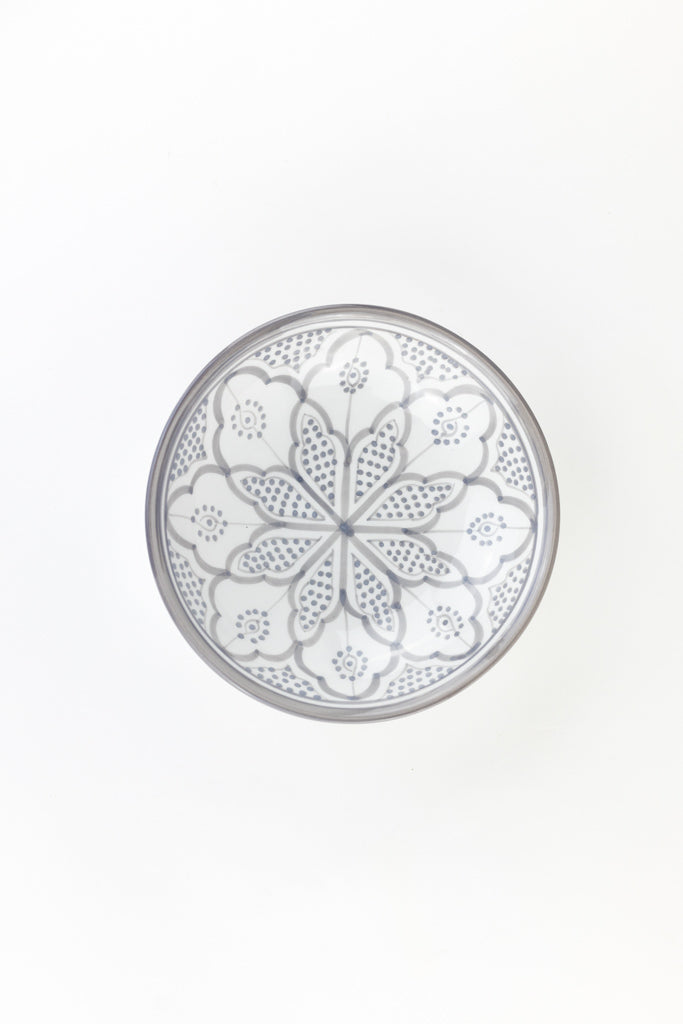 Keramik Bowl Schale – Casa Eurabia, grau-weiß, Marokko, handgemachte, marokkanische Keramik, Geschirrspüler, Durchmesser: 22 cm