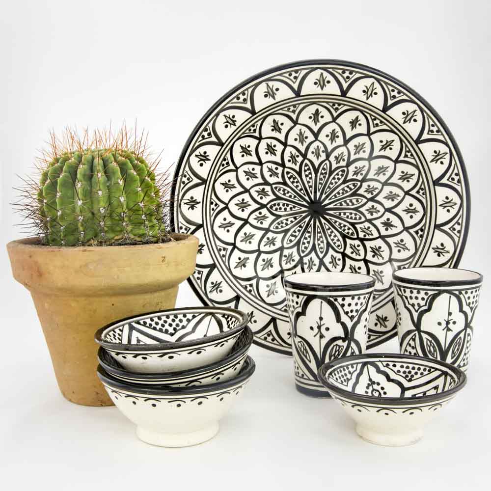 marokkanische keramik, casa eurabia, schwarz-weiß
