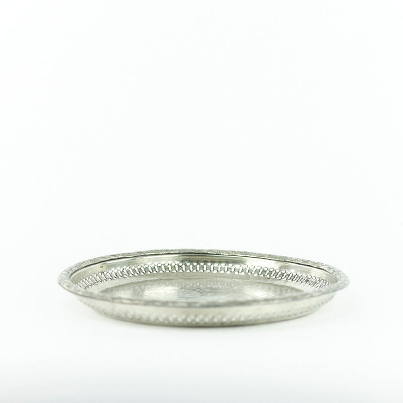 legiertes Kupfer Tablett – Casa Eurabia, silber, Marokko, marokkanisch, antik, vintage, Durchmesser: 40 cm