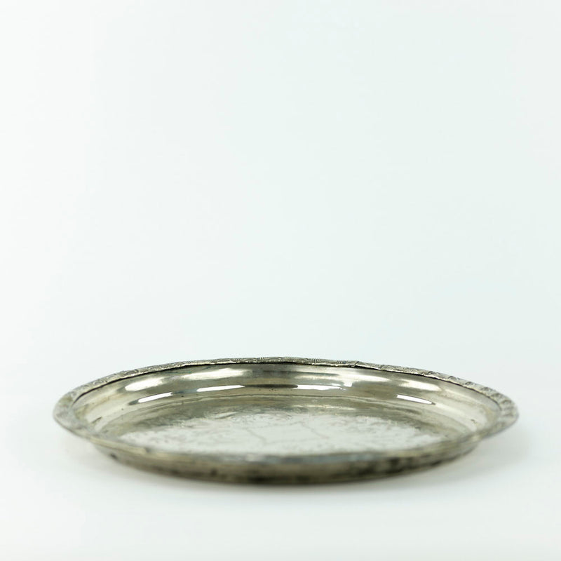 legiertes Kupfer Tablett – Casa Eurabia, silber, Marokko, marokkanisch, antik, vintage, Durchmesser: 40 cm