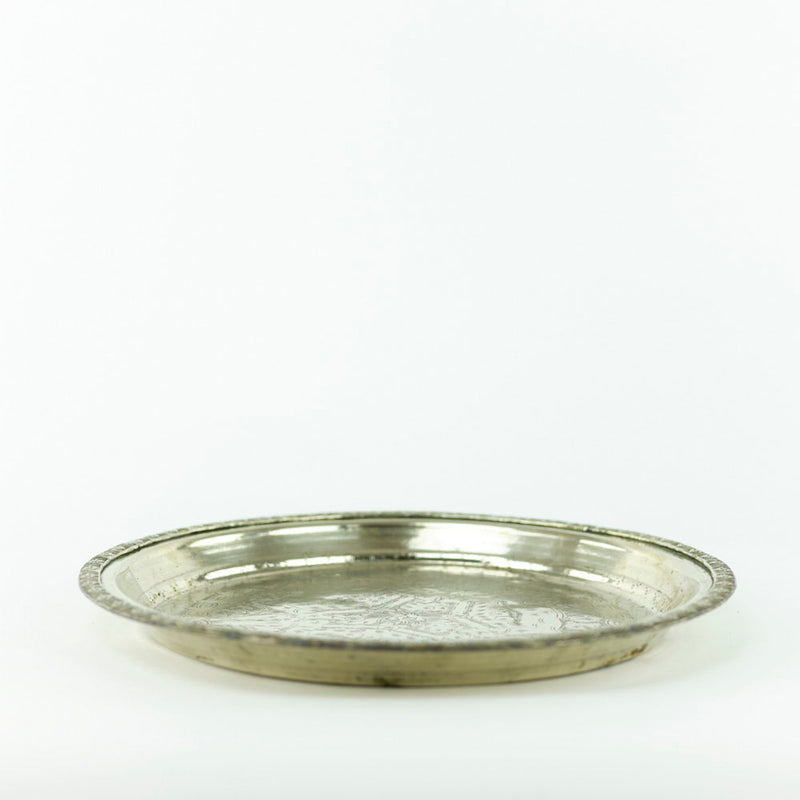 legiertes Kupfer Tablett – Casa Eurabia, silber, Marokko, marokkanisch, antik, vintage, Durchmesser: 40 cm