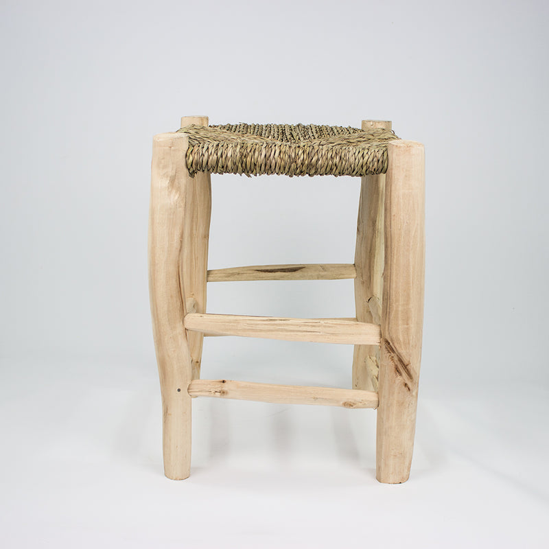 CASA EURABIA Basthocker, Plamenblatt, Holz, Boho, aus Marokko, Maße: L 33 cm, B 33 cm, H 50 cm