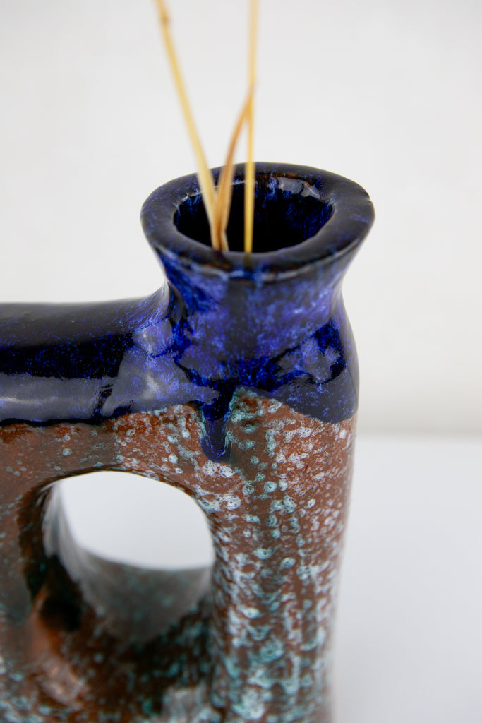 Keramik Vase – Casa Eurabia, türkis, weiss, blau, Marokko, marokkanische vase, designer vase, kunst vase, trockenblumen, Höhe: 22 cm