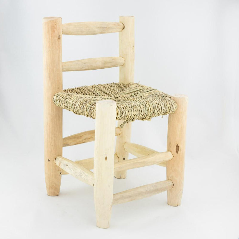 Kinderstuhl Eucalyptusholz, geflochtenes Palmenblatt – Casa Eurabia, natur, L 24 cm, B 24 cm, H 42 cm, Marokko, Design