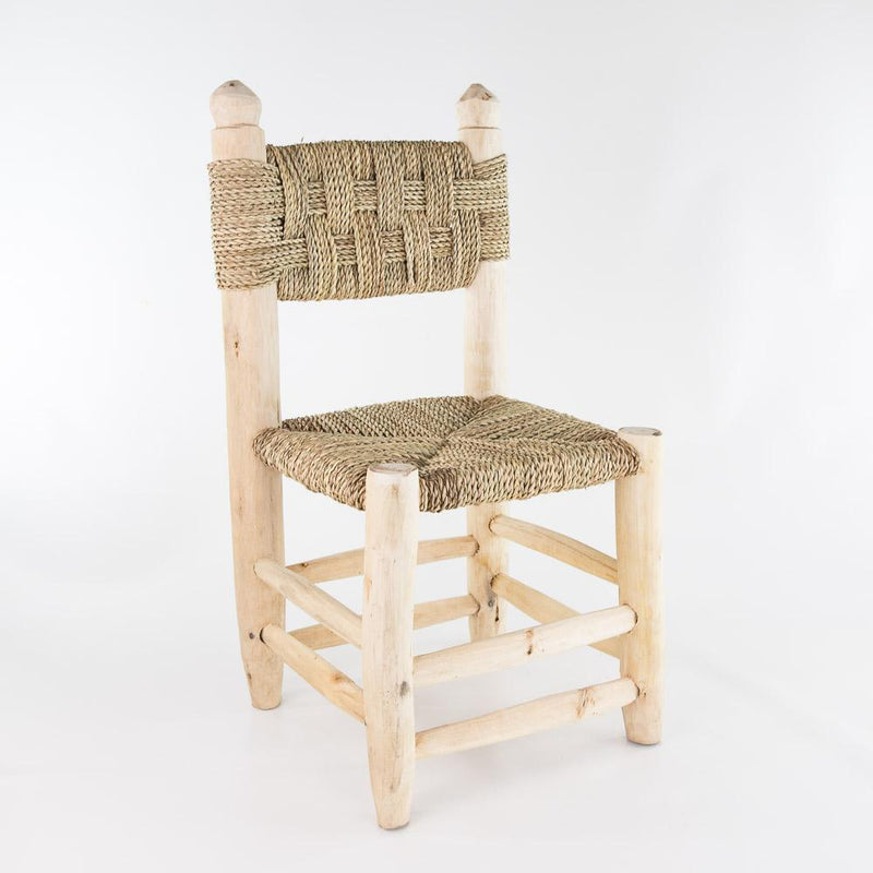 Kinderstuhl Eucalyptusholz, geflochtenes Palmenblatt – Casa Eurabia, natur, L 30 cm, B 30 cm, H 64 cm, Marokko, Design