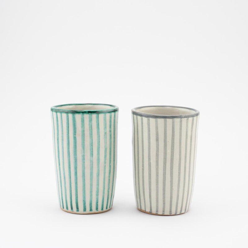 Keramik Becher – Casa Eurabia, grau-weiß, Marokko, Durchmesser: 7 cm