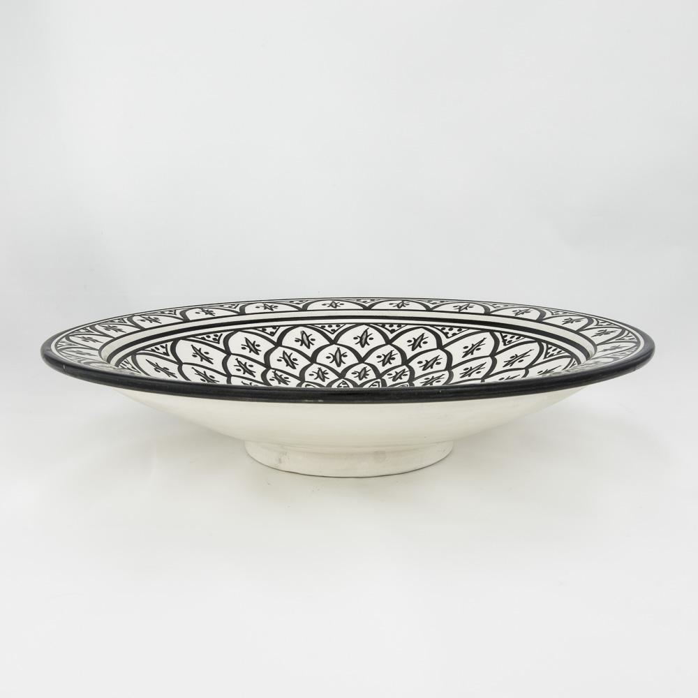 Keramik Servierteller – Casa Eurabia, schwarz, weiß, Ø 35 cm, H 8 cm, marokkanische Keramik, Design