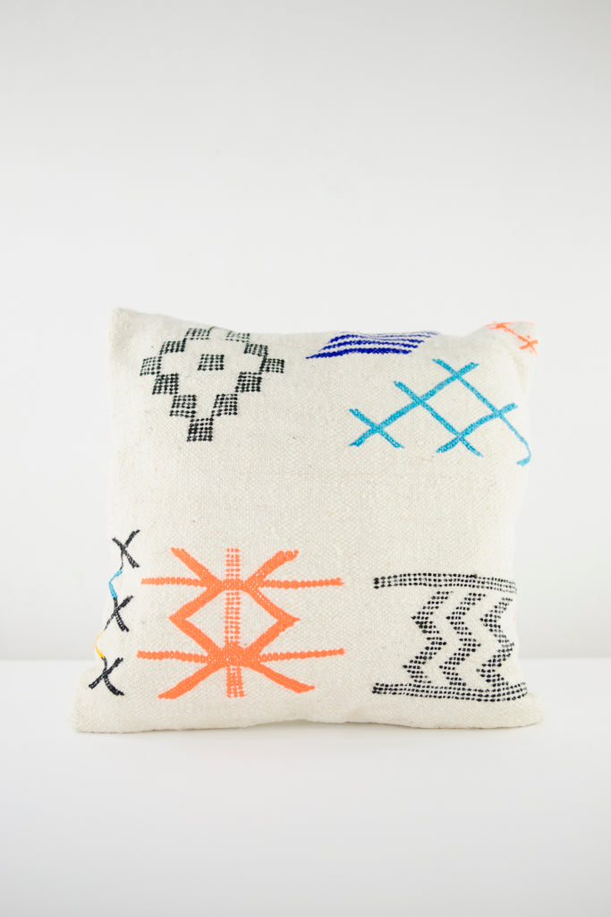 Boho Kissen, Kelimkissen, marokkansiches Kissen, casa eurabia, orange, schwarz, blau, Marokko, ethno, boho, tribal, pattern