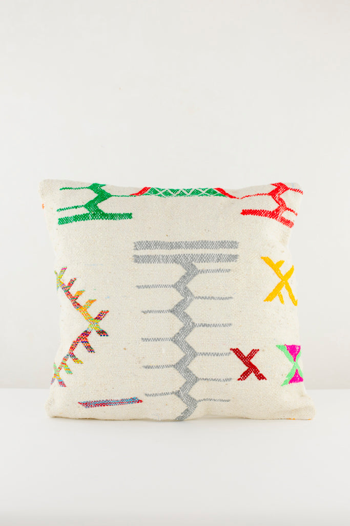 Boho Kissen, Kelimkissen, marokkansiches Kissen, casa eurabia, grau, gelb, grün, rot, , Marokko, ethno, boho, tribal, pattern