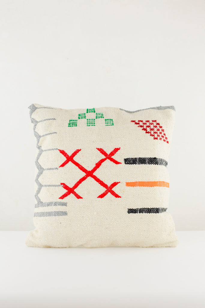 Boho Kissen, Kelimkissen, marokkansiches Kissen, casa eurabia, rot, grau, orange, grün, , Marokko, ethno, boho, tribal, pattern