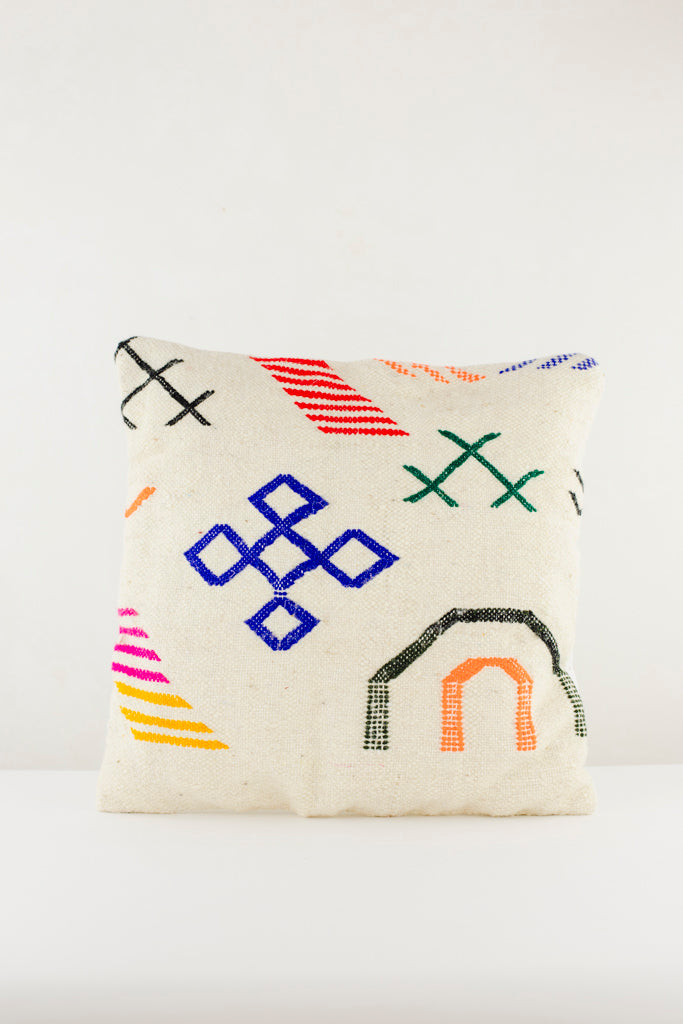 Boho Kissen, Kelimkissen, marokkansiches Kissen, casa eurabia, orange, lila, rot, grün, gelb , pink, Marokko, ethno, boho, tribal, pattern