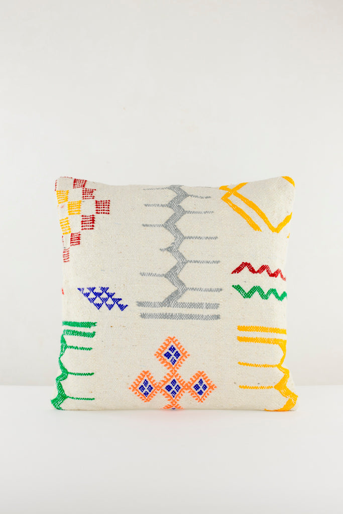 Boho Kissen, Kelimkissen, marokkansiches Kissen, casa eurabia, gelb, grau, grün, orange, rot, Marokko, ethno, boho, tribal, pattern