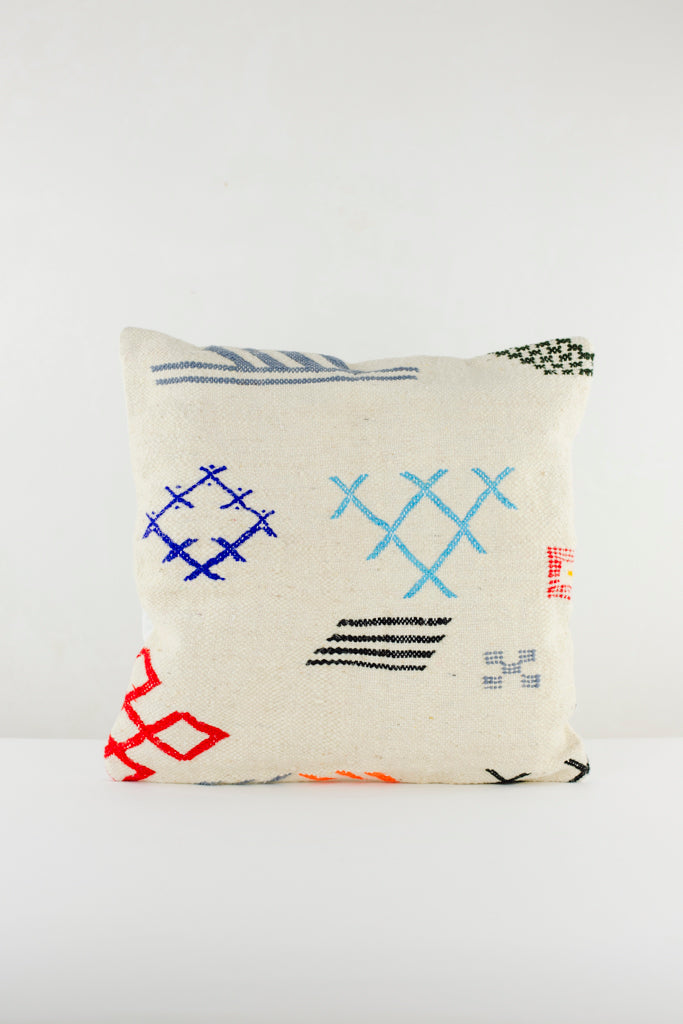 Boho Kissen, Kelimkissen, marokkansiches Kissen, casa eurabia, schwarz, blau, rot, orange, , Marokko, ethno, boho, tribal, pattern