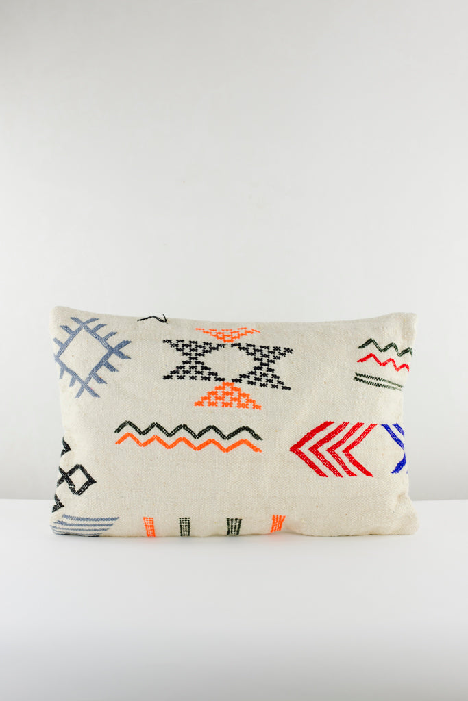 Boho Kissen, Kelimkissen, marokkansiches Kissen, casa eurabia, schwarz, orange, rot, blau, Marokko, ethno, boho, tribal, pattern