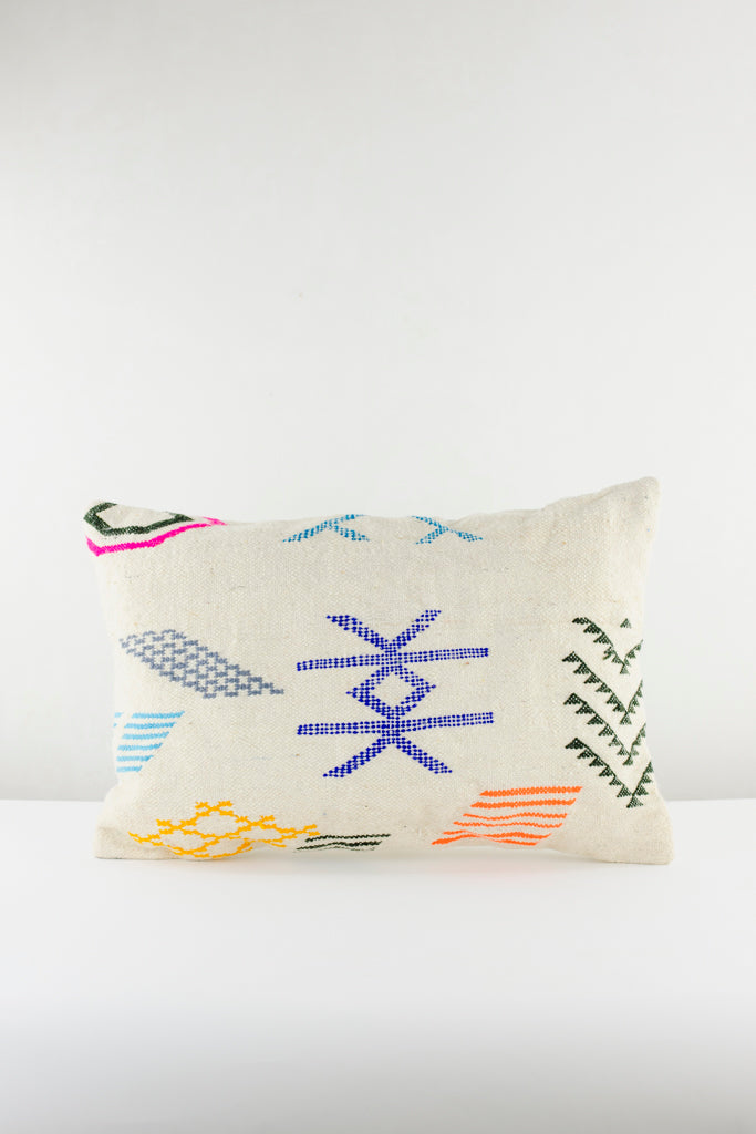 Boho Kissen, Kelimkissen, marokkansiches Kissen, casa eurabia, blau, grau, gelb, orange pink , Marokko, ethno, boho, tribal, pattern