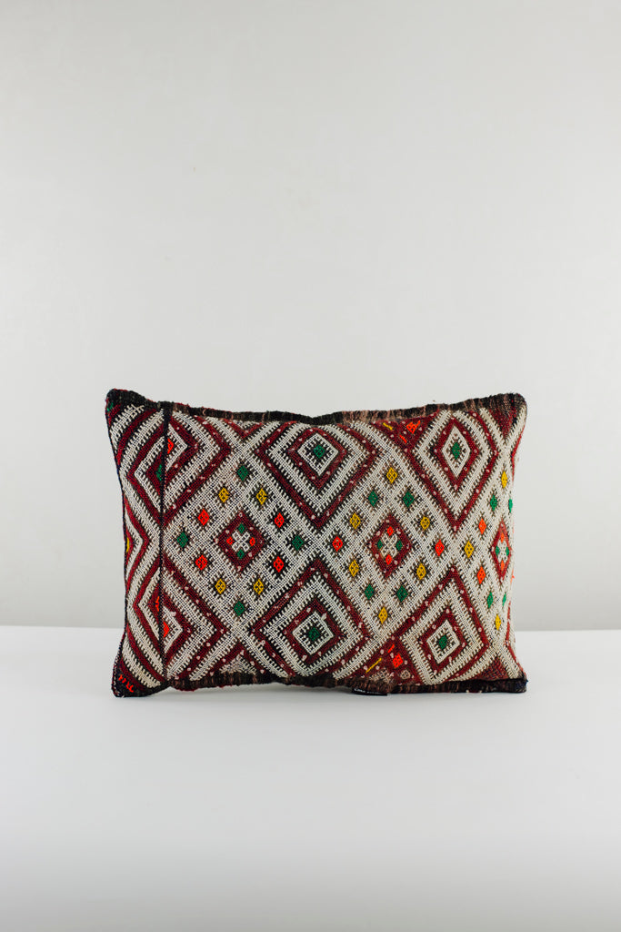 Kelim Kissen, Kelimkissen, marokkansiches Kissen, casa eurabia, bordeaux, grün, gelb, orange, Marokko, ethno, boho, tribal, pattern