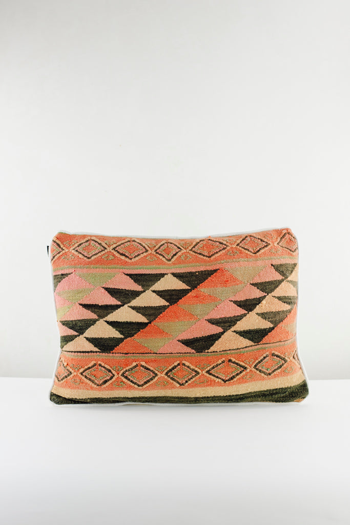 Kelim Kissen, Kelimkissen, marokkansiches Kissen, casa eurabia, orange, grün, schwarz, terra, Marokko, ethno, boho, tribal, pattern