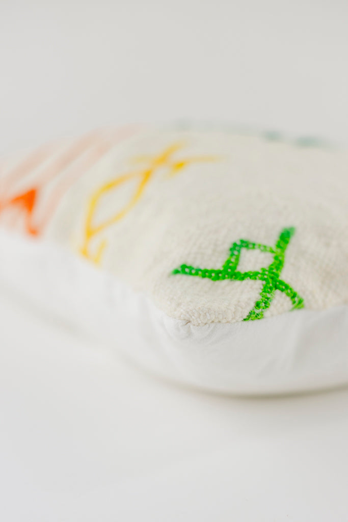 Boho Kissen, Kelimkissen, marokkansiches Kissen, casa eurabia, gelb, grün, rot, orange , Marokko, ethno, boho, tribal, pattern