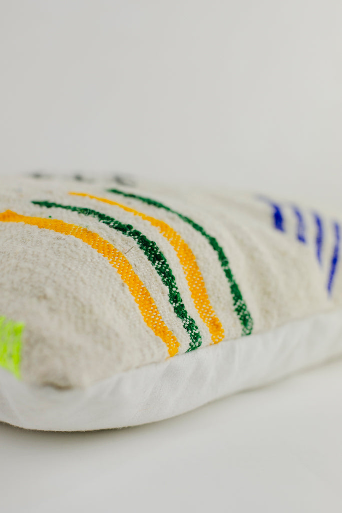 Boho Kissen, Kelimkissen, marokkansiches Kissen, casa eurabia, grün, gelb, blau, rot , Marokko, ethno, boho, tribal, pattern