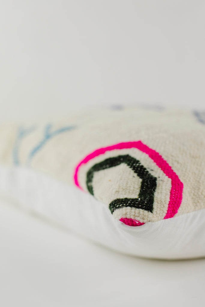 Boho Kissen, Kelimkissen, marokkansiches Kissen, casa eurabia, blau, grau, gelb, orange pink , Marokko, ethno, boho, tribal, pattern