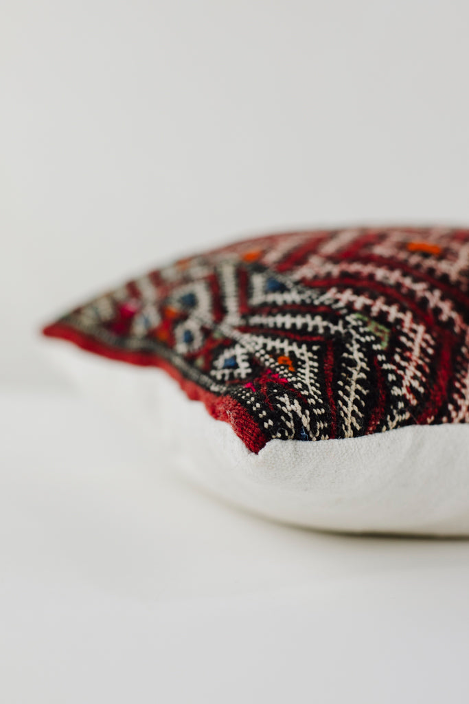 Kelim Kissen, Kelimkissen, marokkansiches Kissen, casa eurabia, bordeaux, gelb, rot, grün, orange, Marokko, ethno, boho, tribal, pattern