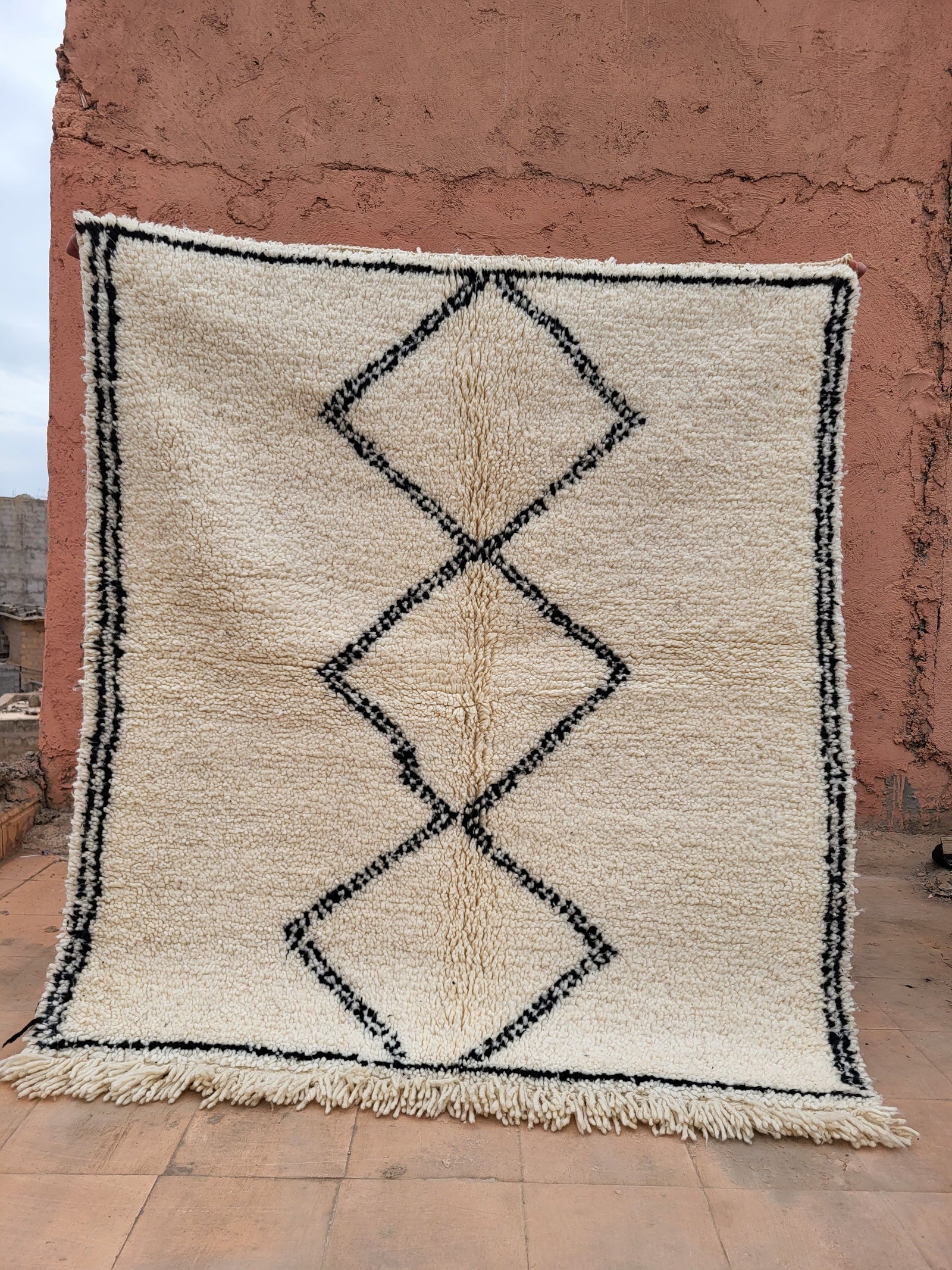 Beni Ourain Teppich – Diamond – L 130 cm, B 115 cm, Teppiche aus Marokko, Wolle, design, casa eurabia