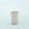 Keramik Becher – Casa Eurabia, rosa-weiß, Marokko, marokkanisch,  nachhaltig, ethno, boho, Ø 8 cm, H 12 cm