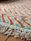 Teppich – Beni Ourain – orange, zick zack, türkis,, Marokko, ethno, kelim, marokkanisch, design rug, L  310 cm, B 220 cm