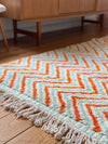 Teppich – Beni Ourain – orange, zick zack, türkis,, Marokko, ethno, kelim, marokkanisch, design rug, L  310 cm, B 220 cm