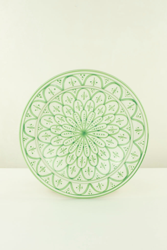 Keramik Servierteller – Casa Eurabia, grün, Marokko, handgemachte, marokkanische Keramik, Geschirrspüler, Durchmesser: 35 cm
