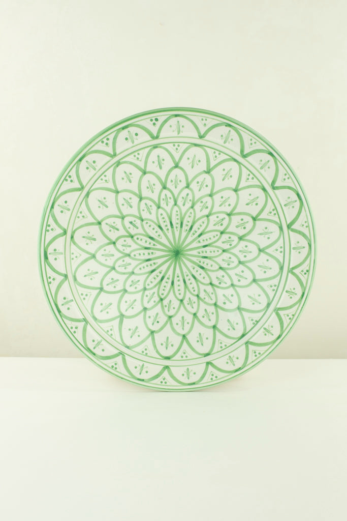 Keramik Servierteller – Casa Eurabia, grün, Marokko, handgemachte, marokkanische Keramik, Geschirrspüler, Durchmesser: 30 cm