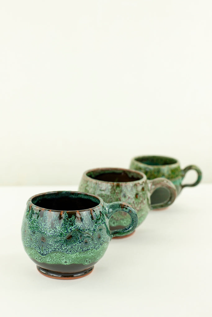 Keramik Becher – Casa Eurabia, grün, Marokko, handgemachte, marokkanische Keramik, Geschirrspüler, Durchmesser: 8,5 cm