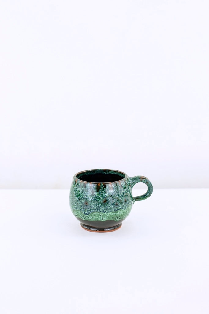 Keramik Becher – Casa Eurabia, grün, Marokko, handgemachte, marokkanische Keramik, Geschirrspüler, Durchmesser: 8,5 cm
