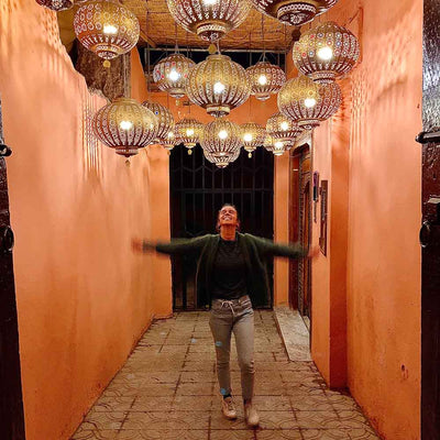 Metall Kugellampe – Casa Eurabia, silber, Marokko, Durchmesser: 45 cm