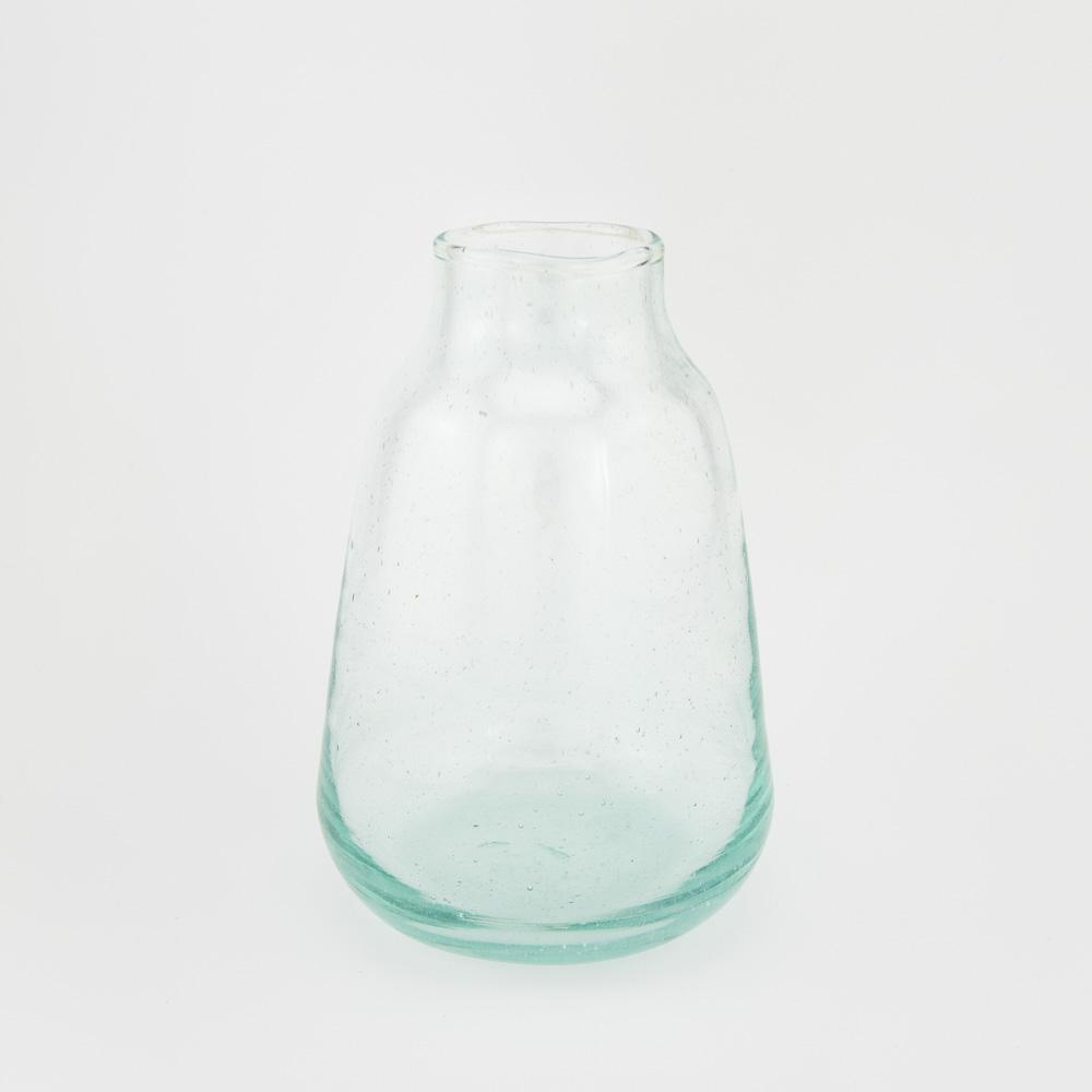 100% recyceltes Glas Vase – Casa Eurabia, Türkis, Marokko, mundgeblasenes Glas, recyceltes Glas, Durchmesser: Öffnung 5 Mitte 10 cm