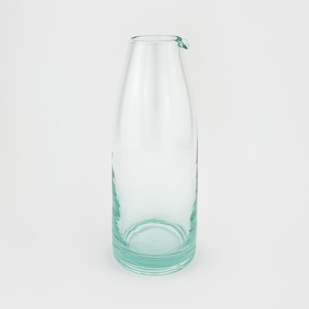 100% recyceltes Glas Wasserkaraffe – Casa Eurabia, Türkis, Marokko, mundgeblasenes Glas, recyceltes Glas, Durchmesser: Oben 4,5 Unten 8,5 cm