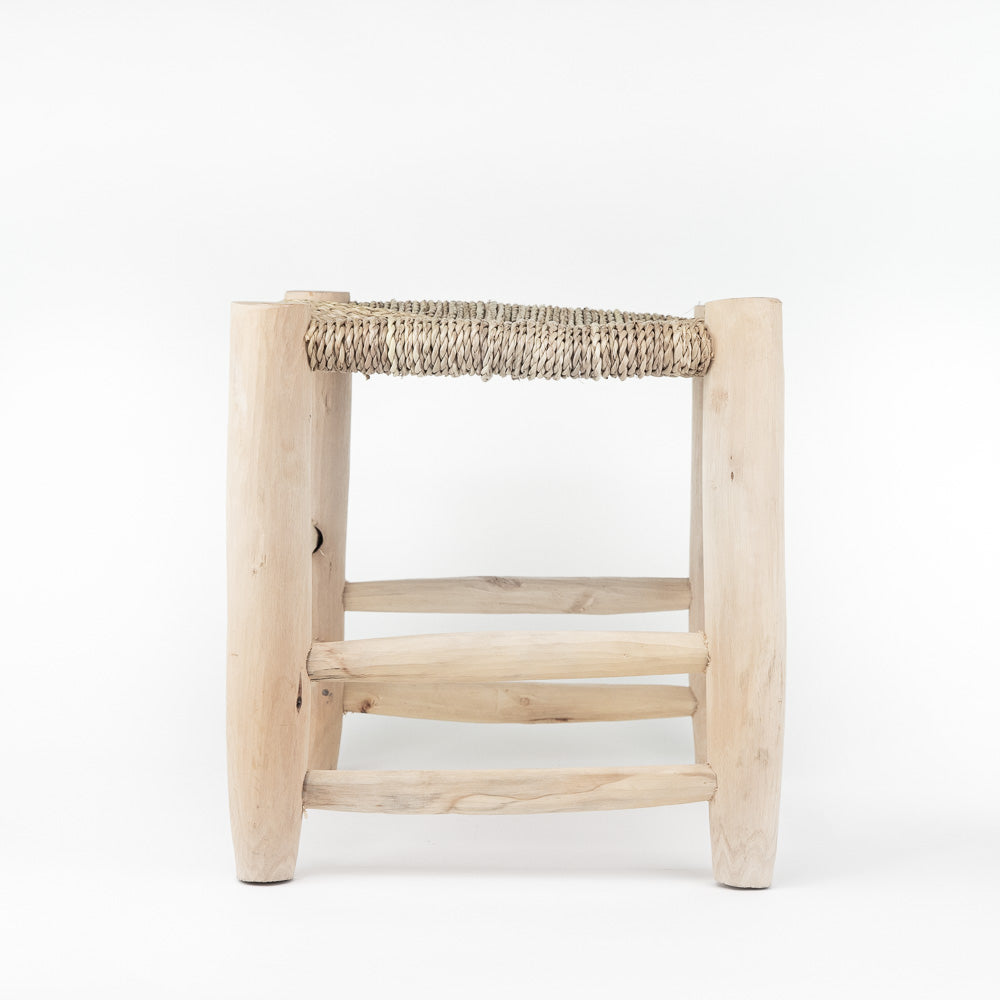 Hocker Eucalyptusholz, geflochtenes Palmenblatt – Casa Eurabia, Marokko, Design, beach style, beach club möbel