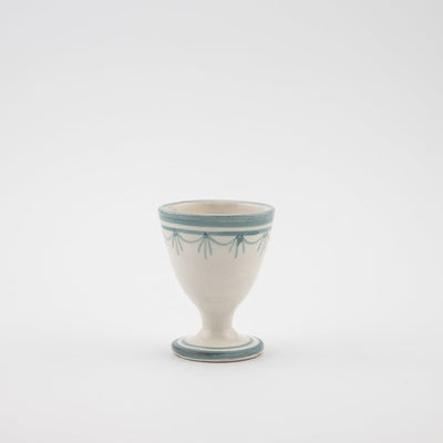 Keramik Eierbecher  – Casa Eurabia, türkis-weiß, Marokko,  Durchmesser: 5 cm
