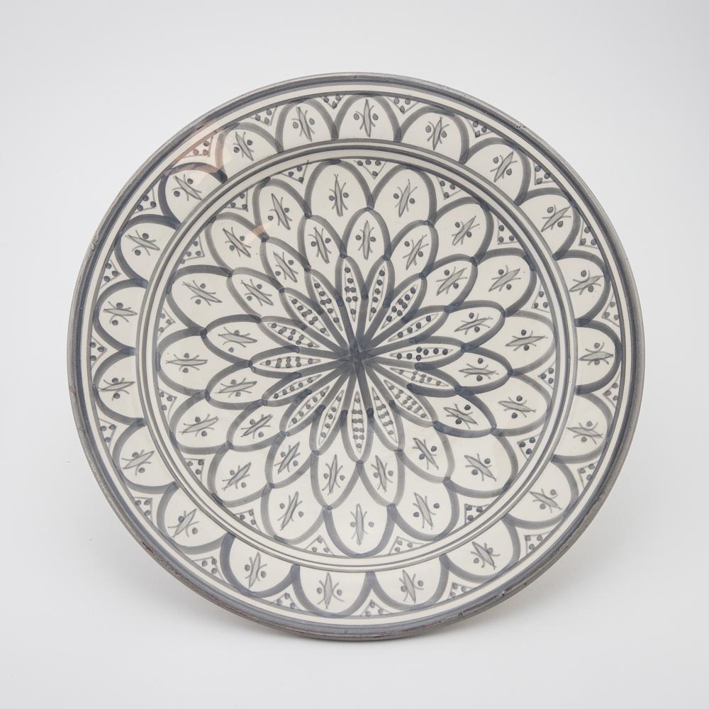 Keramik Servierteller – Casa Eurabia, grau-weiß, Marokko,  Durchmesser: 30 cm