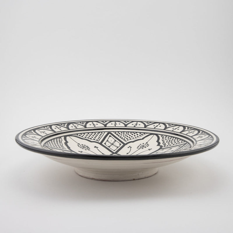 Keramik Servierteller – Casa Eurabia, schwarz-weiß, Marokko,  Durchmesser: 30 cm