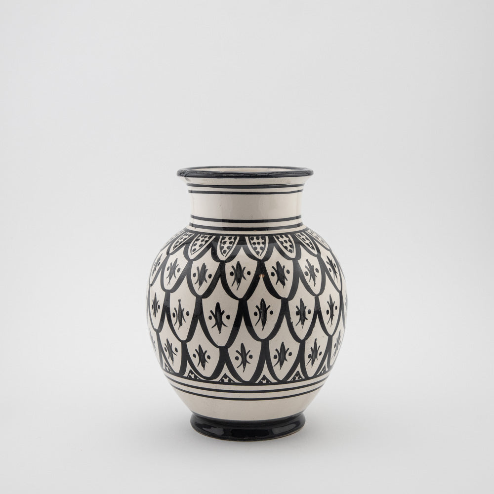 Keramik Vase – Casa Eurabia, schwarz-weiß, Marokko,  Durchmesser: 13 cm
