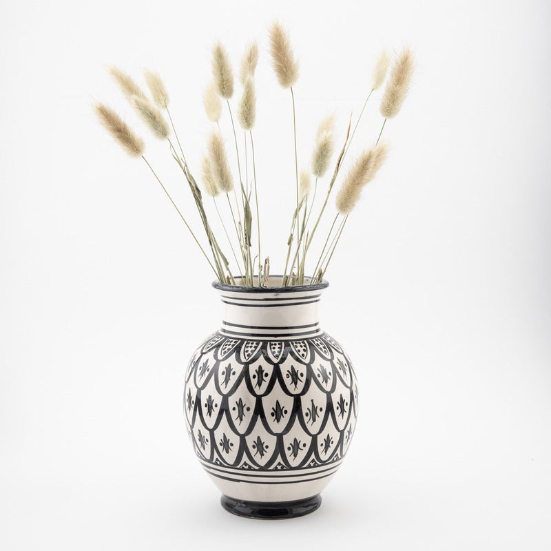 Keramik Vase – Casa Eurabia, schwarz-weiß, Marokko,  Durchmesser: 13 cm