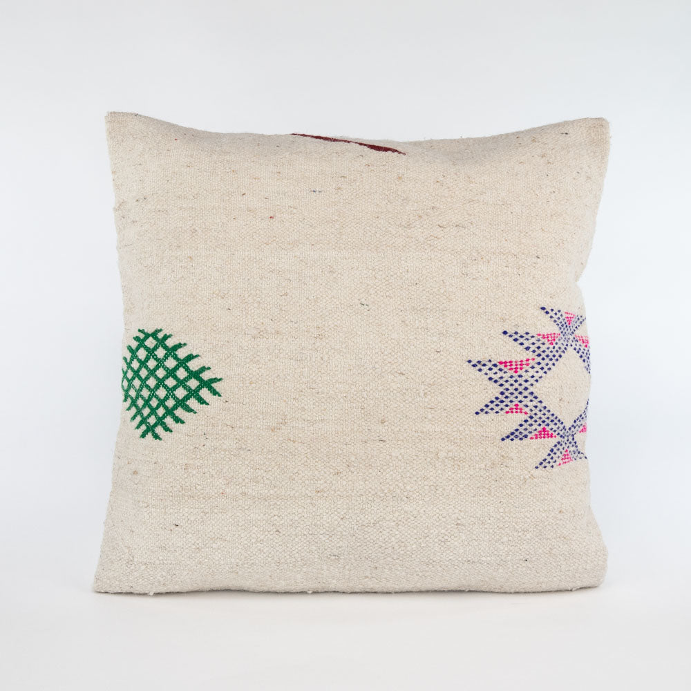 Boho Kissen aus Marokko -  Wolle, Baumwolle, Rohbaumwolle