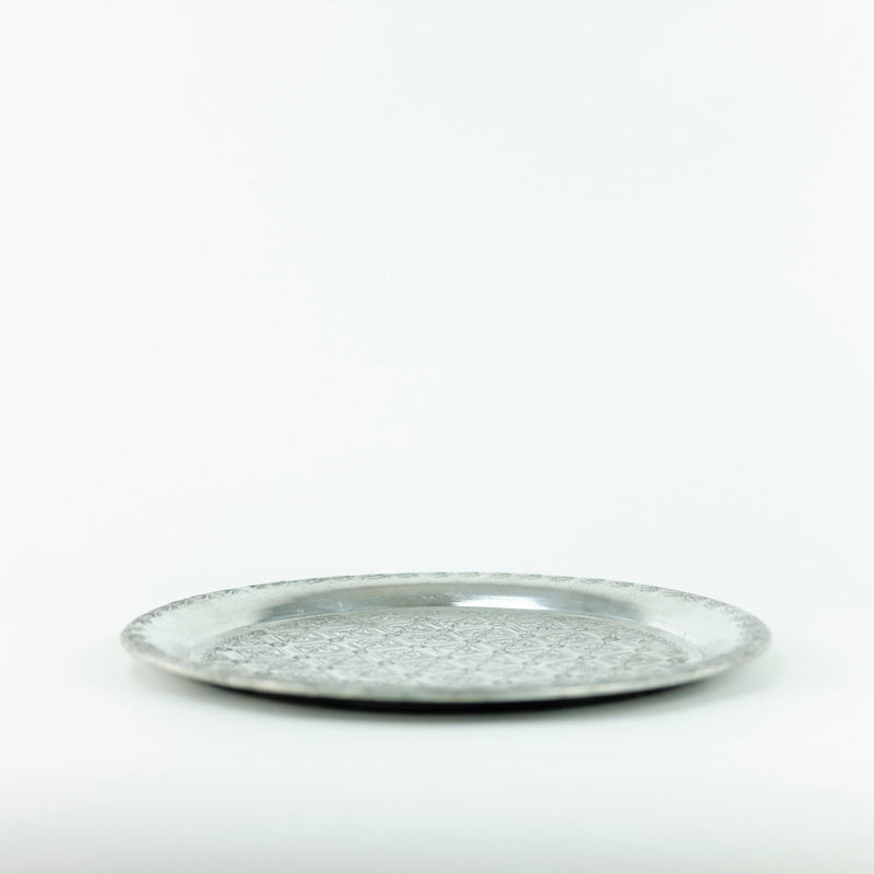 Aluminium Tablett – Casa Eurabia, silber, Marokko, marokkanisch, antik, vintage,  Durchmesser: 38 cm