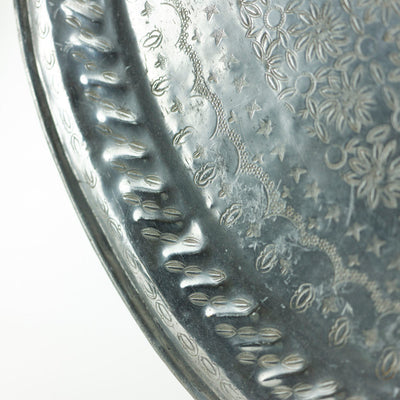 Aluminium  Tablett – Casa Eurabia, silber, Marokko, marokkanisch, antik, vintage,  Durchmesser: 86 cm