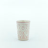 Keramik Becher – Casa Eurabia, rosa-weiß, Marokko, marokkanisch,  nachhaltig, ethno, boho, Ø 7 cm, H 10 cm