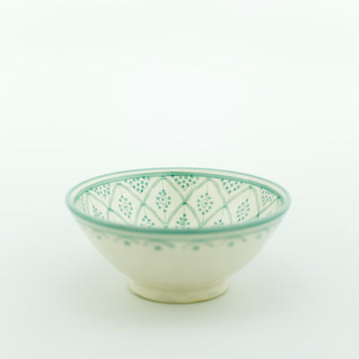 Keramik Müslischale – Casa Eurabia, türkis, weiß, Ø 16 cm, H 8 cm, marokkanische Keramik, Design