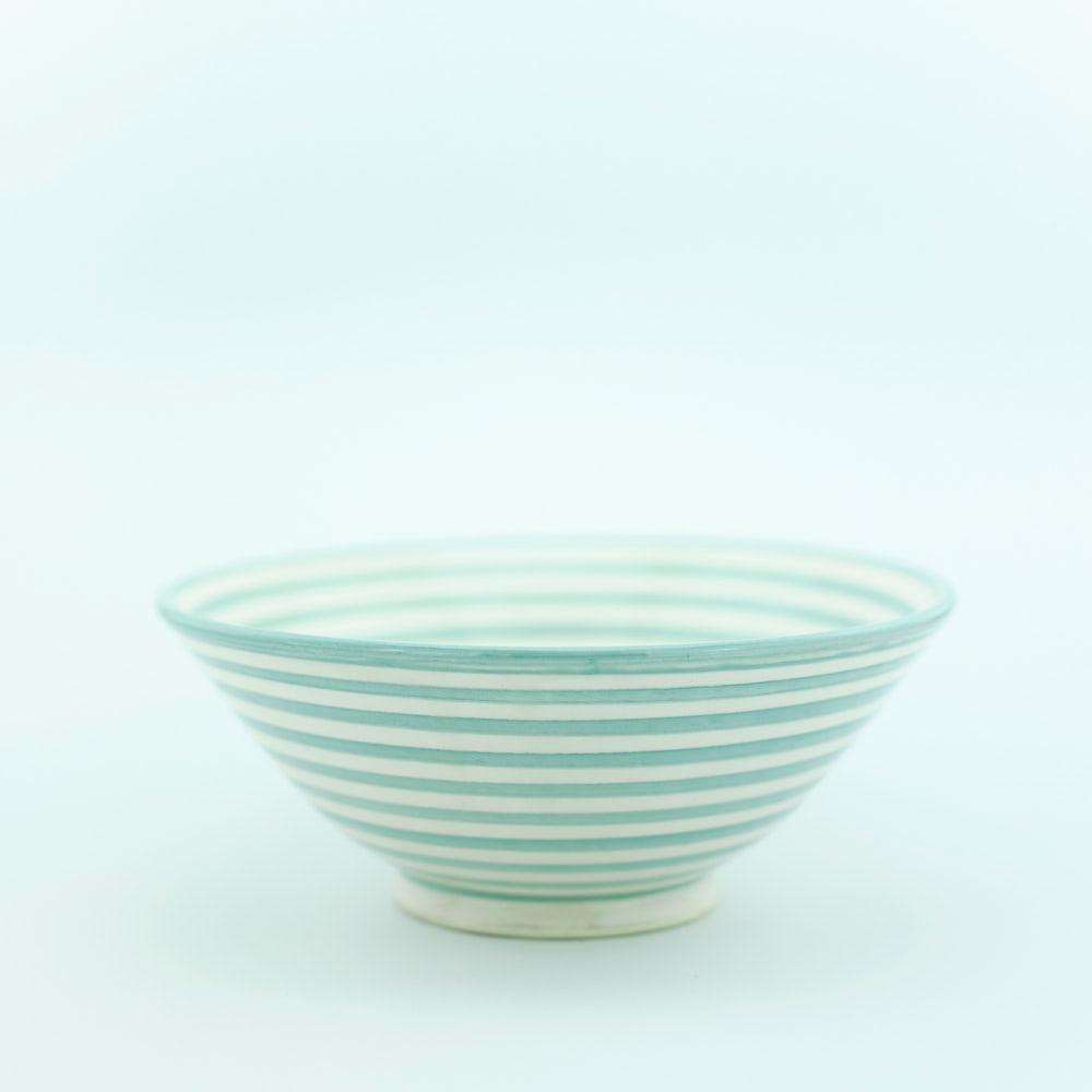 Keramik Salatschüssel – Casa Eurabia, türkis-weiß, Marokko, marokkanisch,  nachhaltig, ethno, boho, Ø 26 cm, H 10 cm